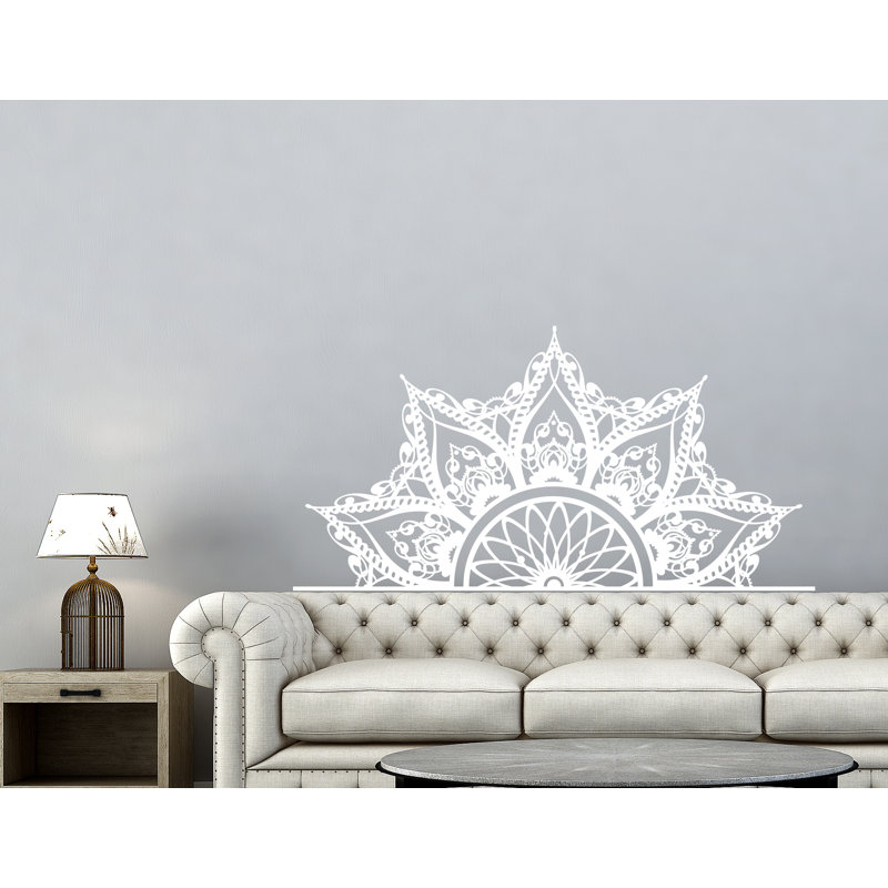 Adhésif décoratif demi-mandala, H 31 po x l 46 po, Blanc