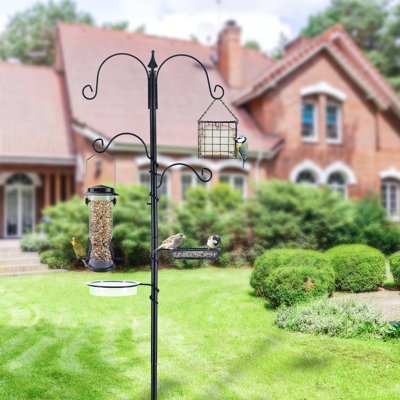76.7" Premium Metal Bird Feeding Station with 4 Adjustable Hooks & Water Bowl