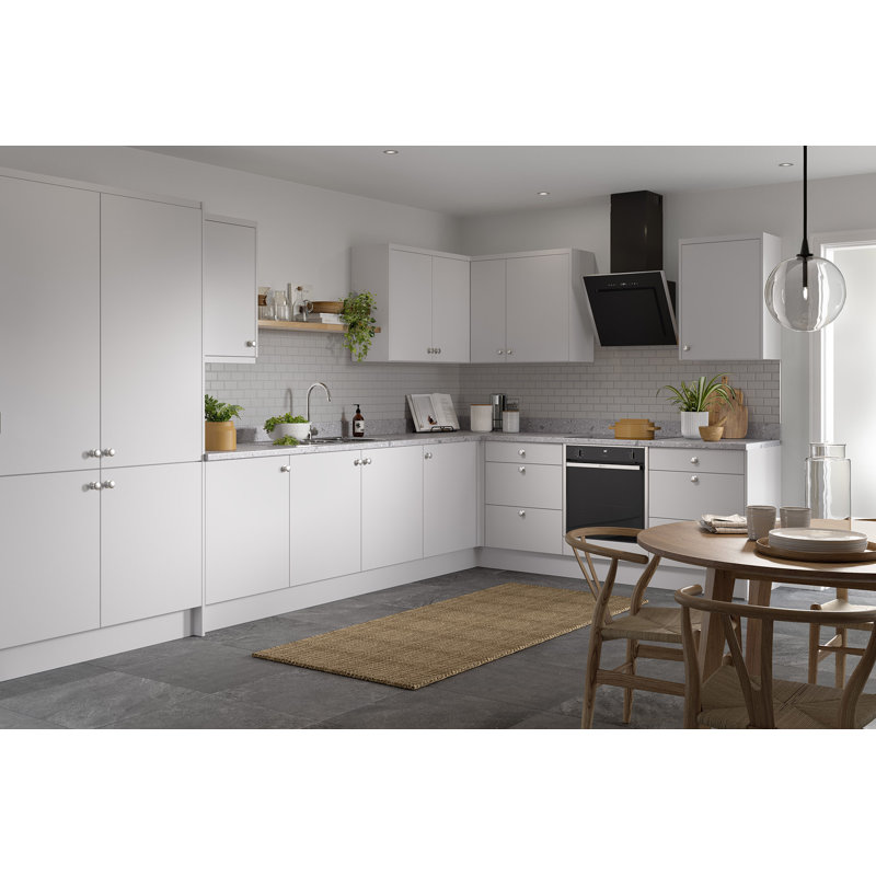 KitchenKit Flatpack Slab Matt Base Unit With Pull-Out, Light Grey