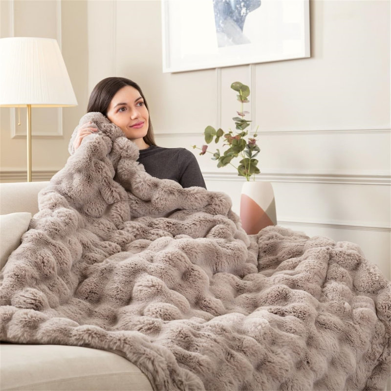 Heated Throw Blanket, Light Brown