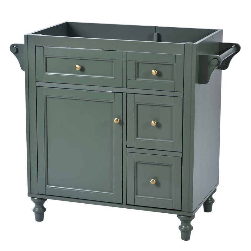 30'' Green MDF Freestanding Bathroom Vanity with Gold Hardware