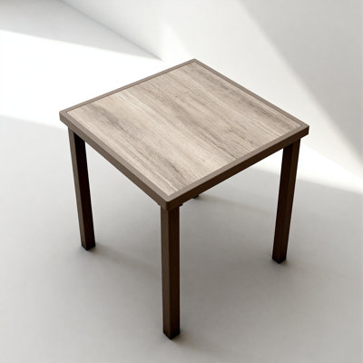 3FT Aluminum Patio Dining Table for 4, Waterproof All-Season Outdoor Table, Wood-Look E-Coated, Brown