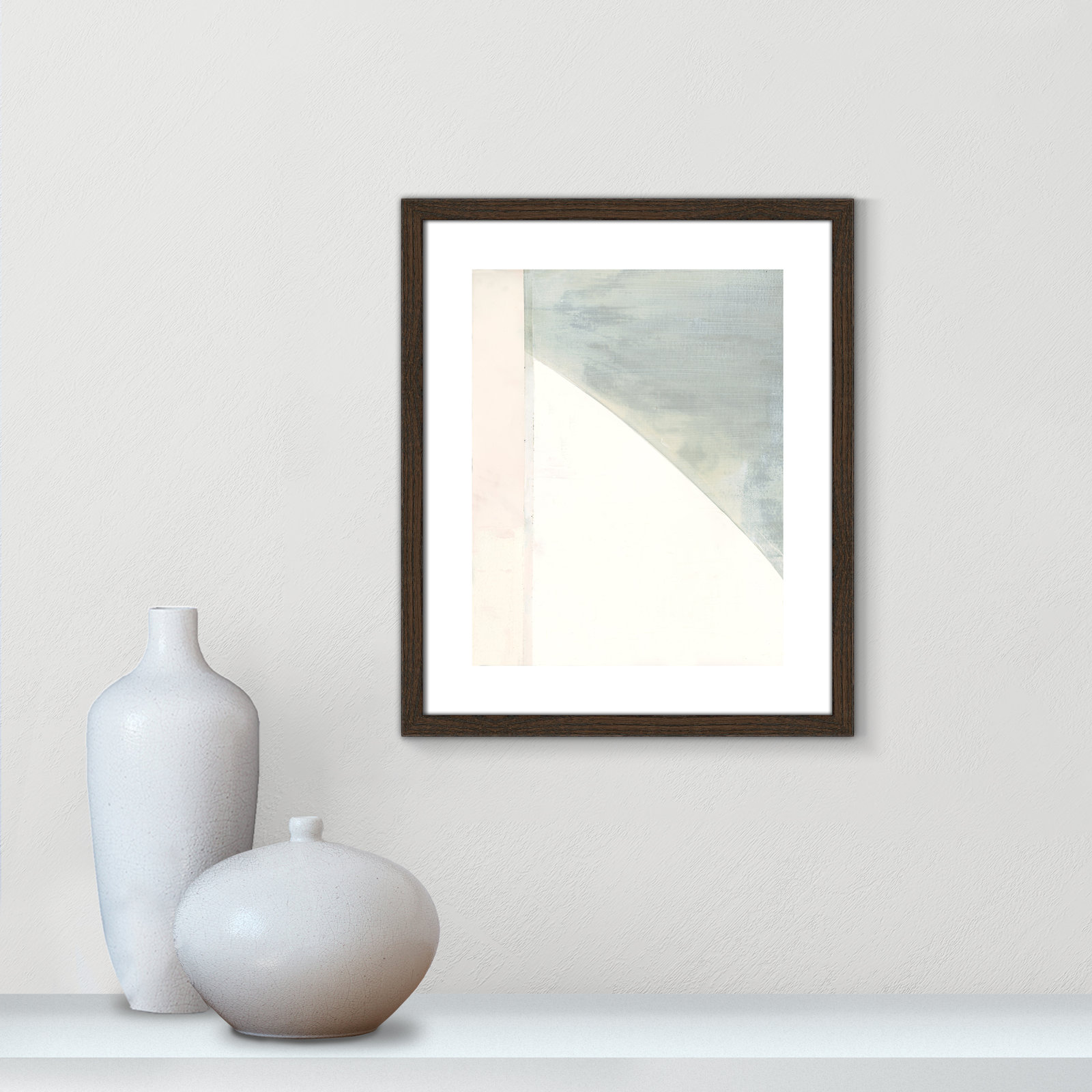 In Neutral I - Painting Print, 19" H x 16" W x 0.75" D, Walnut Wood Framed Paper