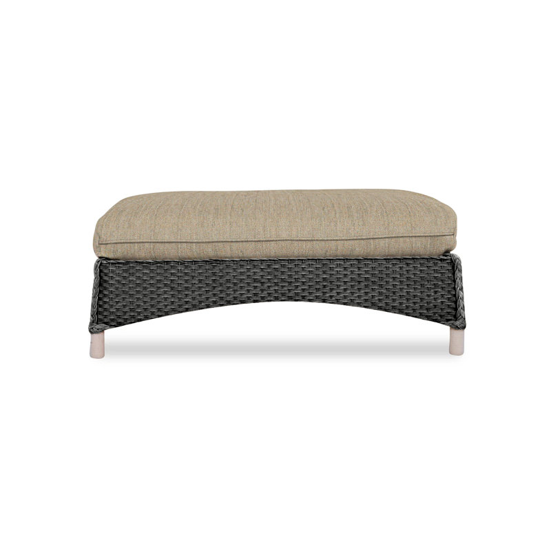Mandalay Outdoor Ottoman, Bamboo Bay Sky, White