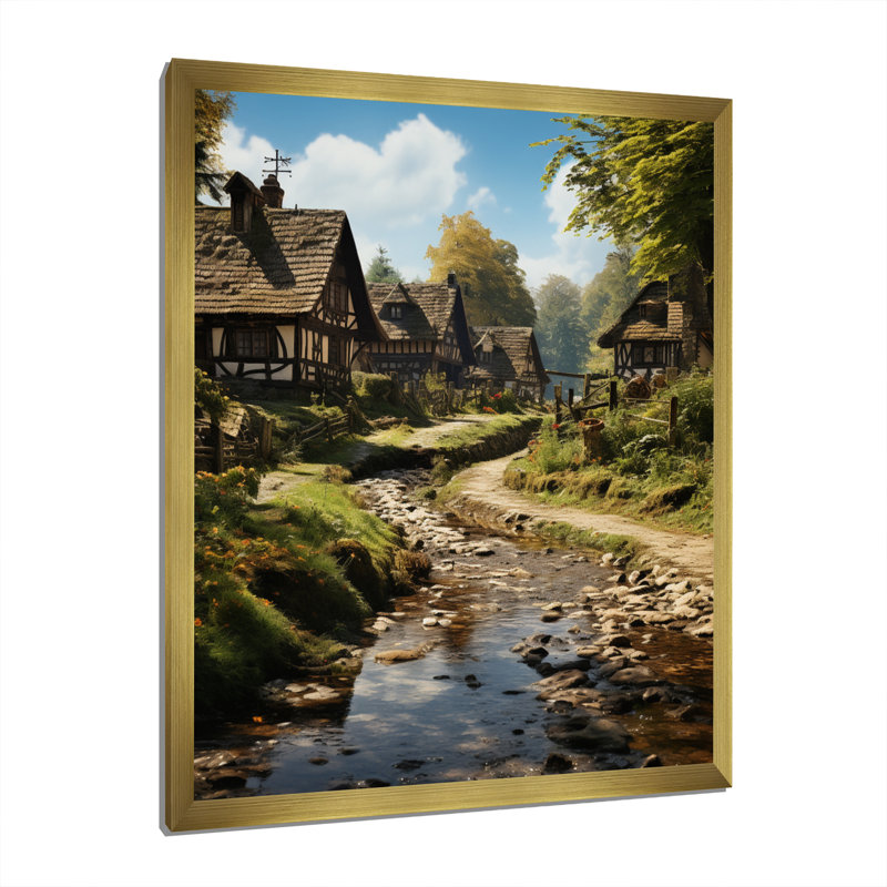 Barrada, Allemagne, campagne, bonheur II, H 32 po x l 16 po x P 1 po, Encadrement doré