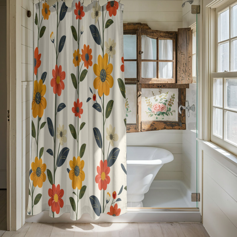 Ringed Florals - Premium Shower Curtain, 74"H x 71"W