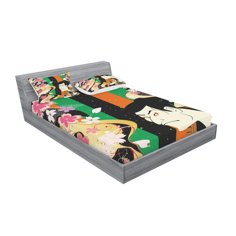 Ensemble de draps Fresh Spring Sakura, Ensemble de drap pour grand lit avec drap-housse