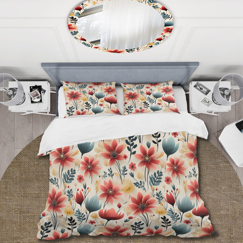 Ensemble de housse de couette Red Coastal Harmony, Housse de couette pour très grand lit et 2 très