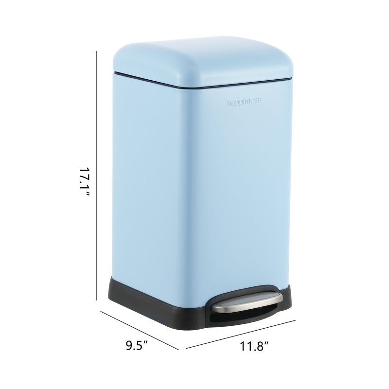 Poubelle à pédale Betty Retro Steel, Marée, bleu piscine, 3,2 gallons