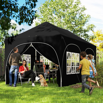 Outsunny 3x6m Pop Up Gazebo with 6 Sandbags, Carry Bag, Black