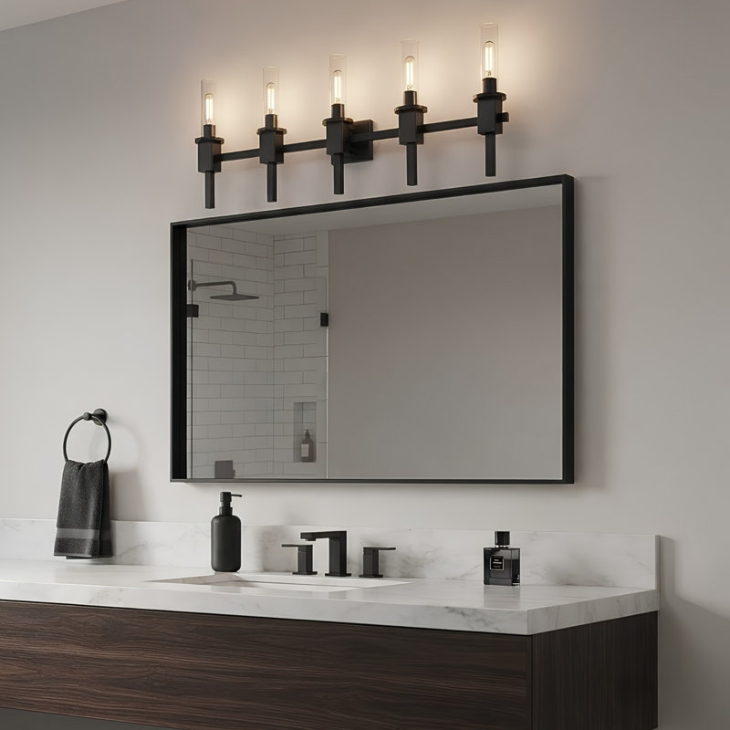 Éclairage pour meuble-lavabo à intensité variable Cathern, Noir, 5
