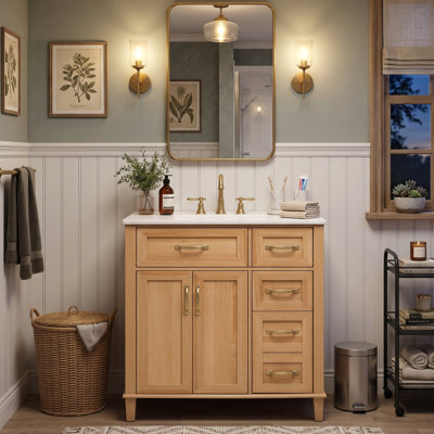 Meuble-lavabo autoportant de 36 po avec 4 tiroirs, 2 portes et quincaillerie en acier enduit de 36 po