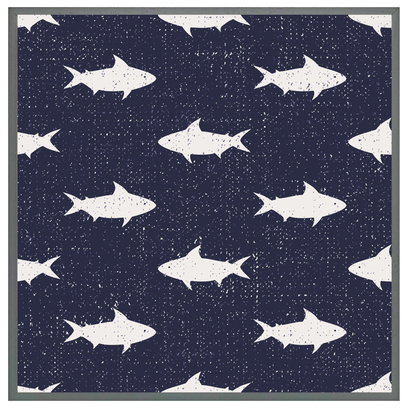 Perse Fish - Single Picture Frame Print, 31cm H x 31cm W x 4cm D, Grey Framed