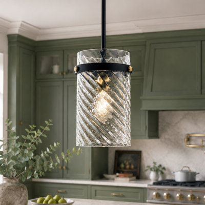 1-Light 5.9" W Modern Glass Pendant Light for Kitchen, Sink