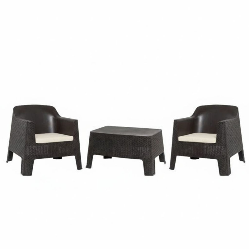 Ensemble de conversation 3 pièces Bali en espresso, 3 Pieces: Table, 2 Chairs, Brun