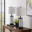 25" Black Metal Table Lamp Set with USB Type-C Ports and Built-in Outlet