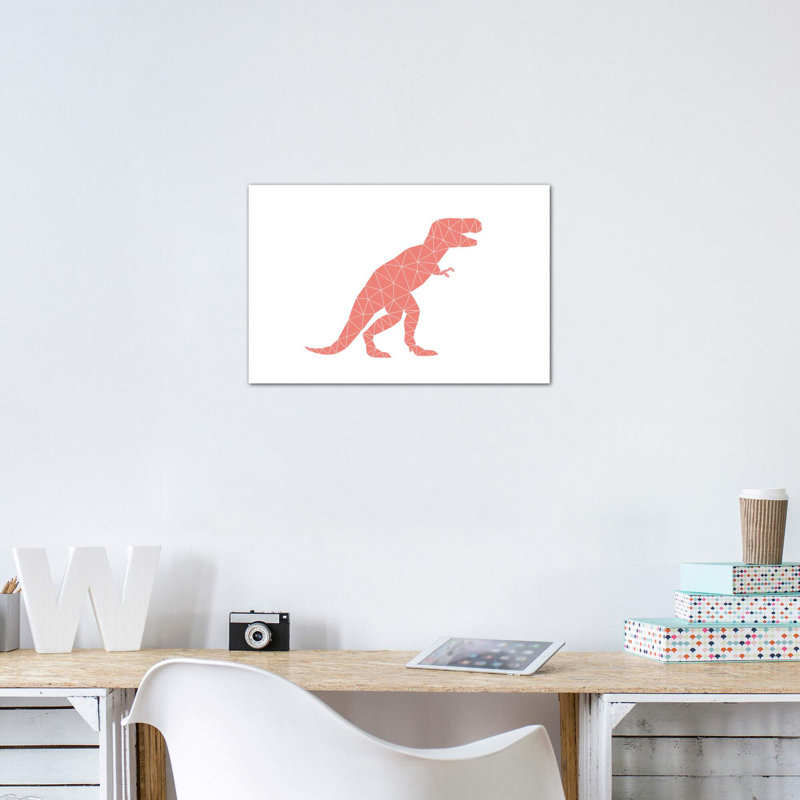 Geometric Dino T-Rex - impression d'art graphique, Toile tendue, H 8 po x l 12 po x P 0,75 po