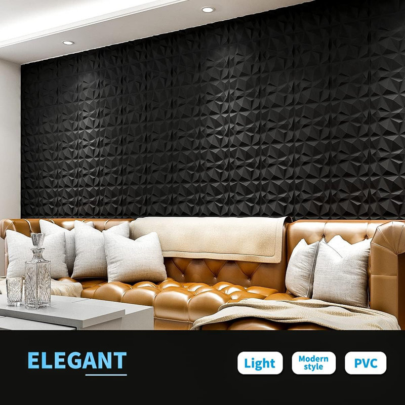 3D Wall Panels, Modern Diamond Textured Accent Paneling, for Interior Decor, for Living Room Kitchen Bedroom Hotel Office, 11.8"x11.8"(D094, White)