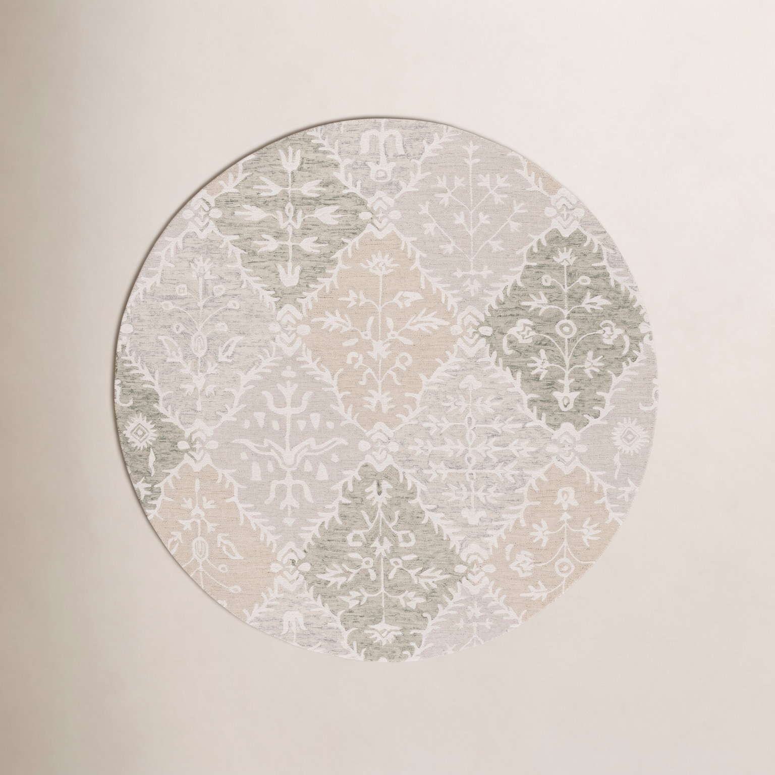 Garvin Hand-Tufted Wool Floral Rug, Round 6'