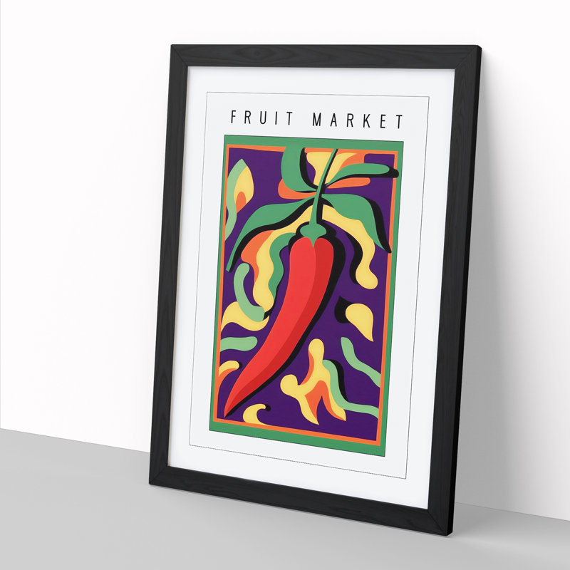 Fruit Market Exhibition Red Chili Pepper Vol.8 - Single Picture Frame Print on Wood, 46cm H x 34cm W x 2cm D