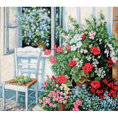 Terrace with Flowers Counted Cross-Stitch Kit by Luca-S BU4017L