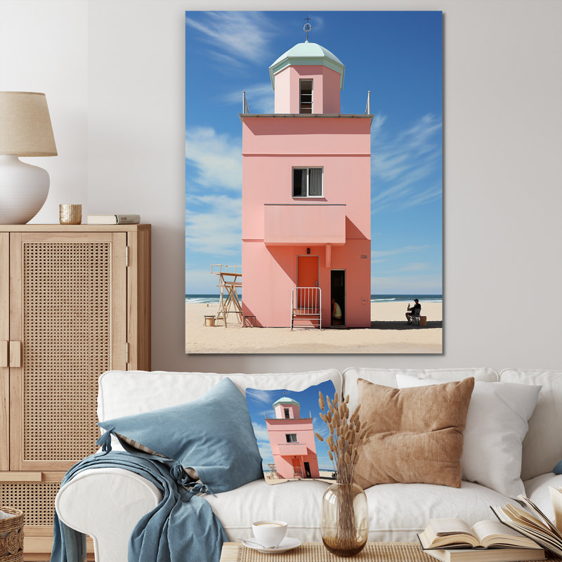 «Pink Summer House On Miami Beach», reproduction sur toile, H 32 po x l 16 po x P 1 po, Toile tendue