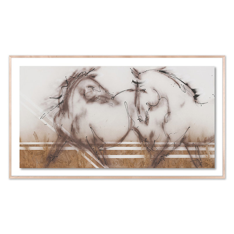 Two Horses Print by Donna Bernstein, Natural, 41" H x 72" W x 2.5" D