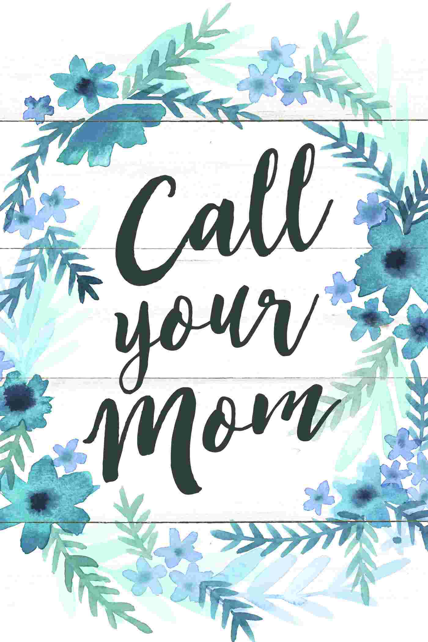 Trinx Call Mom Floral - Wrapped Canvas Textual Art | Wayfair