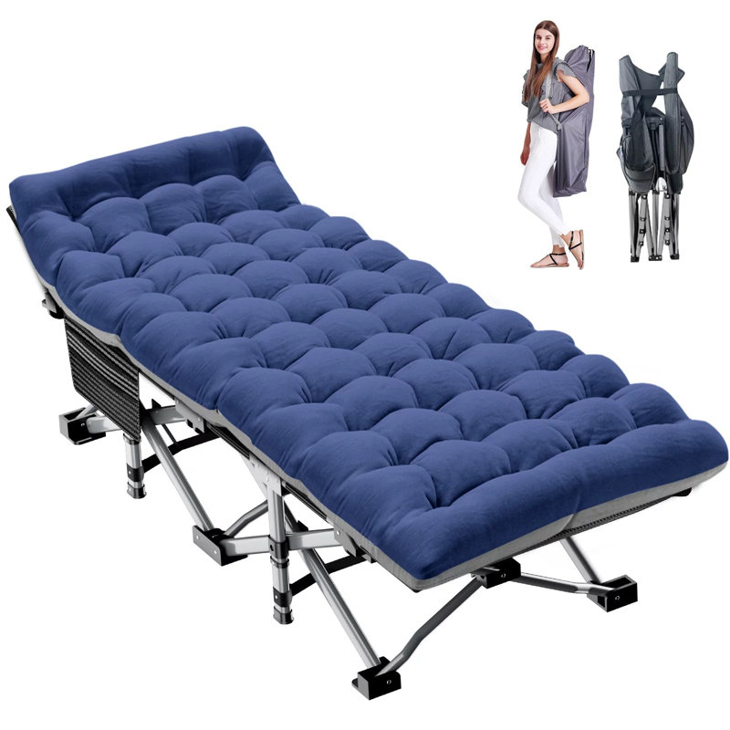 Lits de camping, lit pliant de 75 po avec matelas et sac de transport, lits de bébé robustes à double couche Oxford