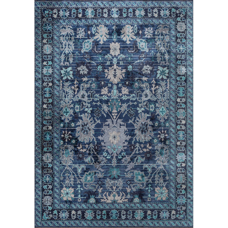 Natascha Rectangle Oriental Cotton and Viscose Indoor / Outdoor Area Rug, Rectangle 7'10" x 9'10"