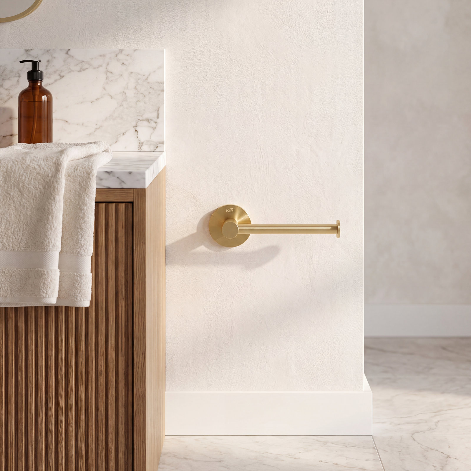 Circular Toilet Paper Holder, Brush Gold 
