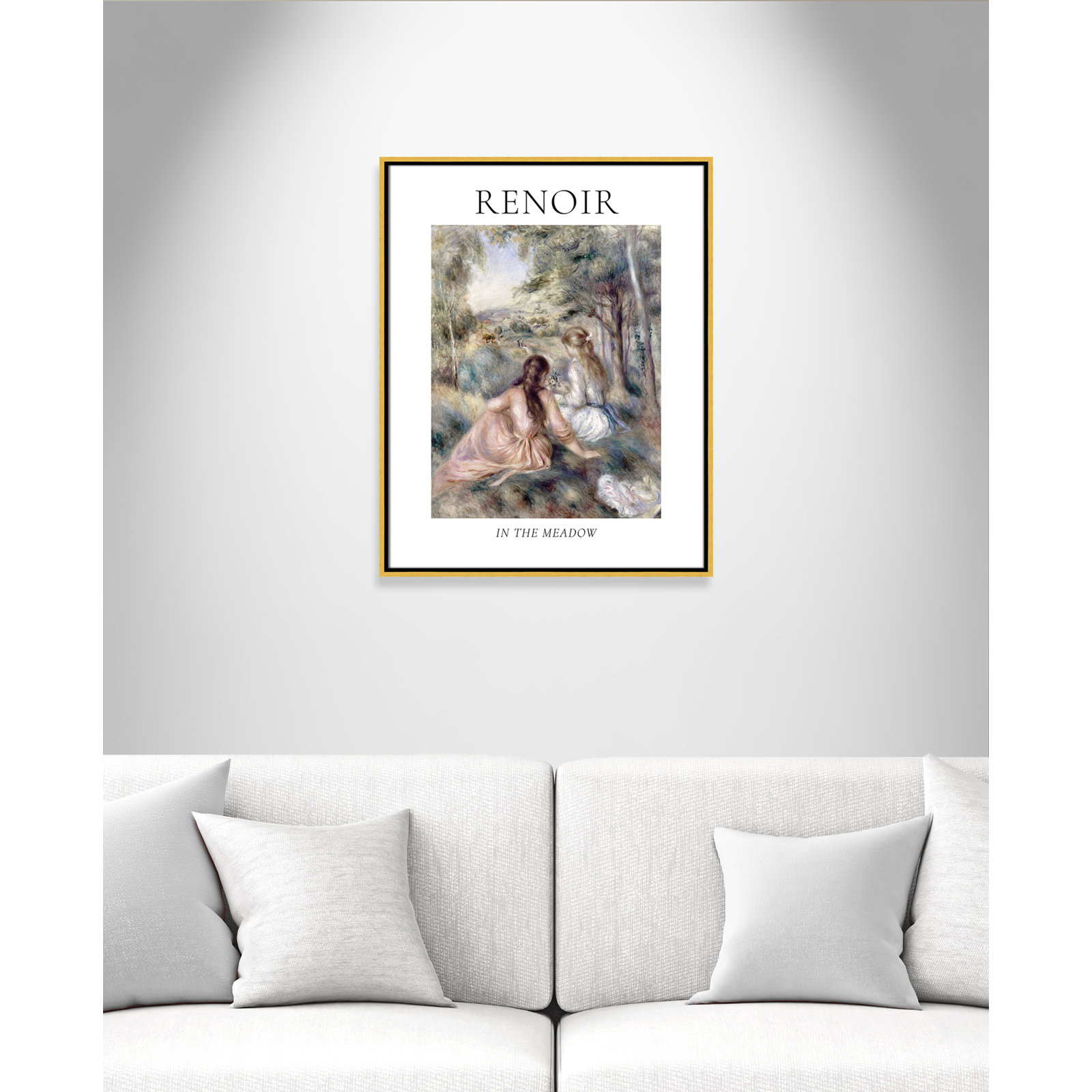 Old Masters Collection " In The Meadow " by Auguste Renoir, No, 29.5" H x 23.5" W x 2" D, Gold Floater Frame
