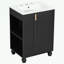Meuble-lavabo de salle de bain avec lavabo en céramique, tablette de porte et rangement latéral ouvert-1494787822
