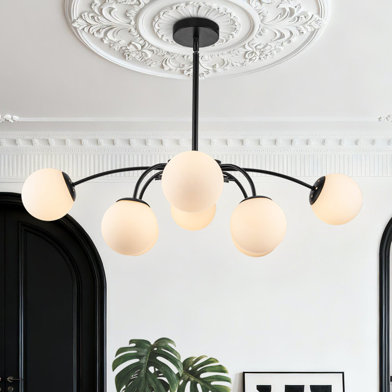 Lustre spoutnik 8 lumières Modren Blossom, Noir mat