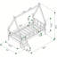 Structure de lit simple avec garde-corps et escabeau, lit plateforme en bois massif-748427315