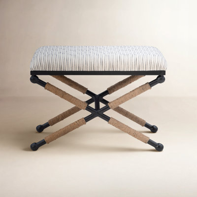 Pippa Lombax 24' Wide Upholstered Iron Accent Stool