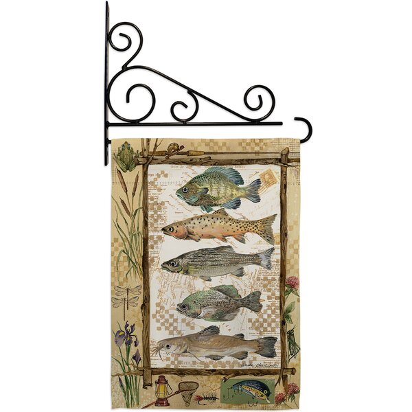 Breeze Decor Fishing Adventures - Impressions Decorative Fansy Wall Bracket  2-Sided Polyester 18.5 x 13 in. Garden Flag set