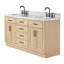 Meuble-lavabo double en bois massif de 66 po avec plateau en marbre de Carrare de 1,5 po Thornaby-1057109213-1047605994