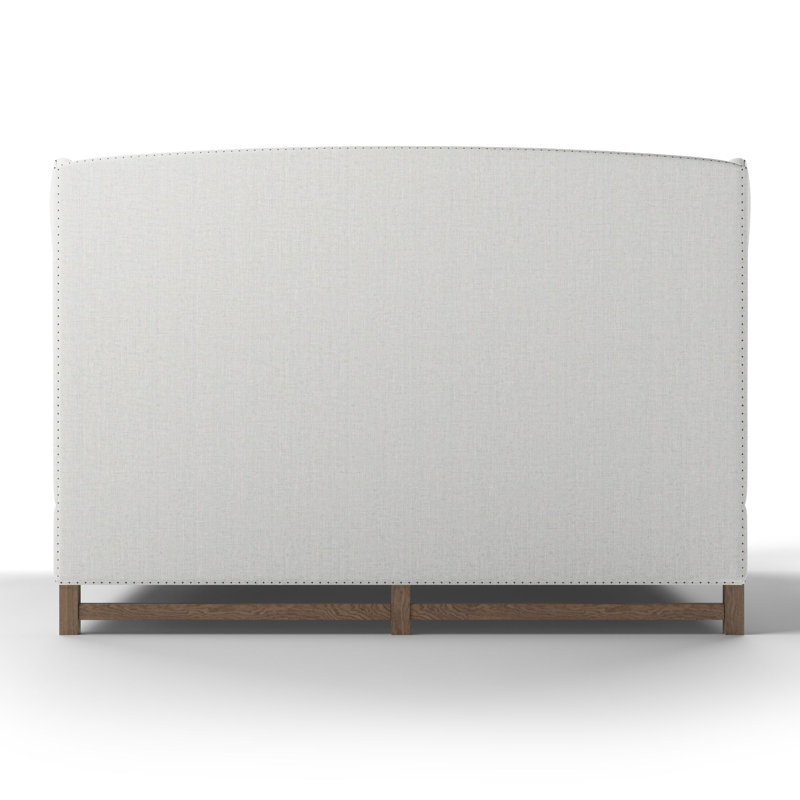Herbert Upholstered Wingback Bed, Pebble Weave Linen Alabaster, Twin, Weathered