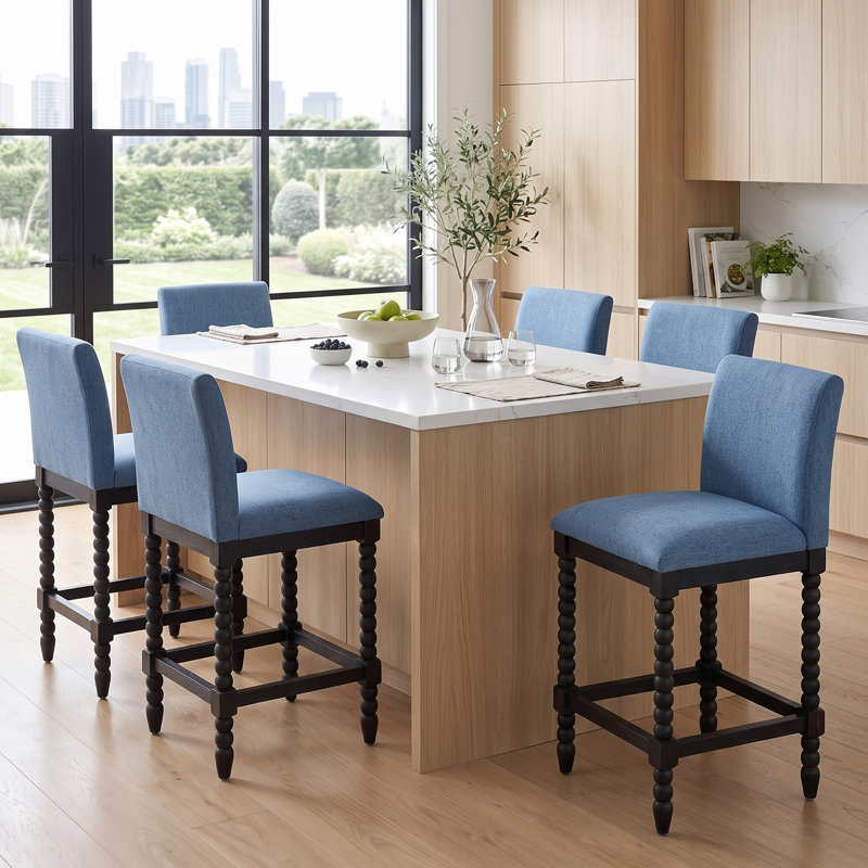 Tabouret de comptoir Tamami, Bleu, 4
