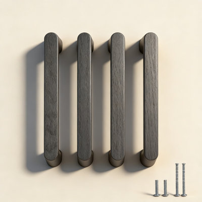 Paquet de 10 poignées de tiroir rondes en bois noir pour armoires et tiroirs, conception minimaliste moderne à un trou, finition grain de bois naturel