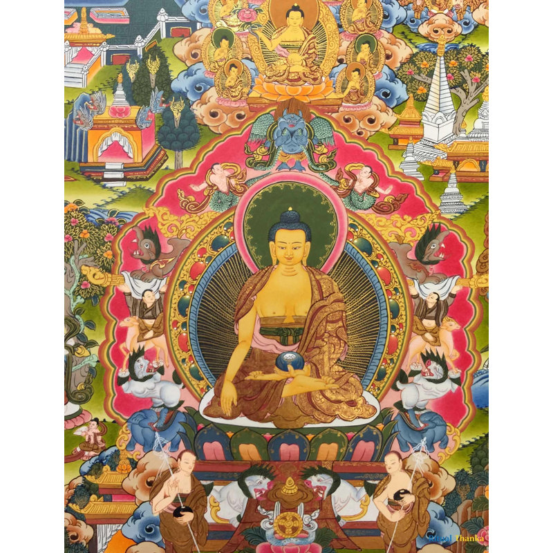 Important Events In Shakyamuni Buddhas Life (Brocadeless Thangka)
