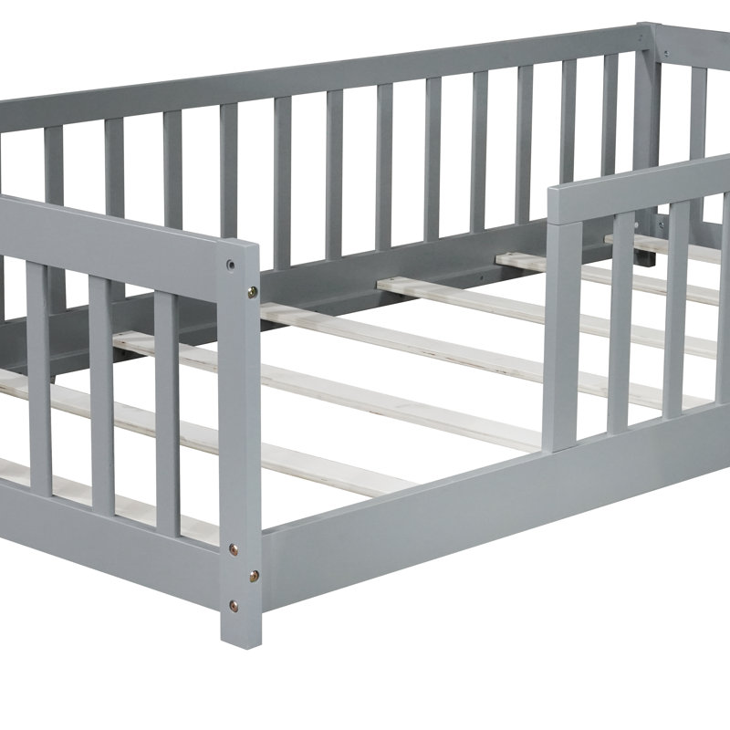 Lit simple fermé pour tout-petits - Bois sécuritaire et solide, Gris