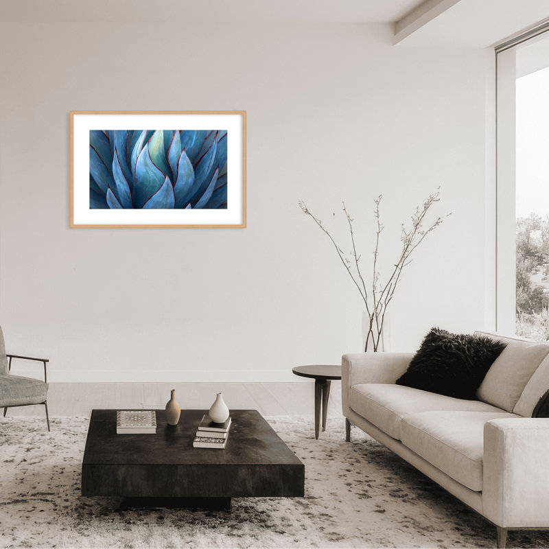 Nature Inspired Blue Agave Abstract by  - Picture Frame Graphic Art on Paper, 16" H x 24" W x 1.125" D, Framed Print, Gold