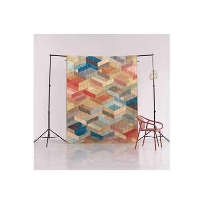 Multi Color Mixed Geometric Pattern Creative Modern Decorative Machine Washable Area Rug
