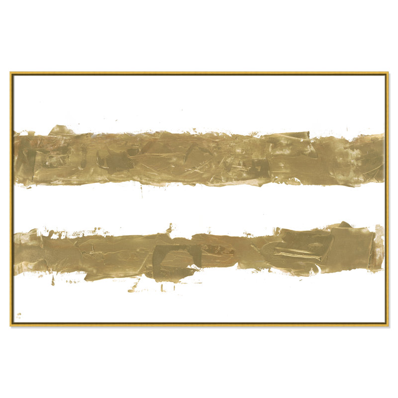 Rayures dorées - cadre flottant, reproduction d'art sur toile, H 22 po x l 28 po x P 2 po, Cadre blanc