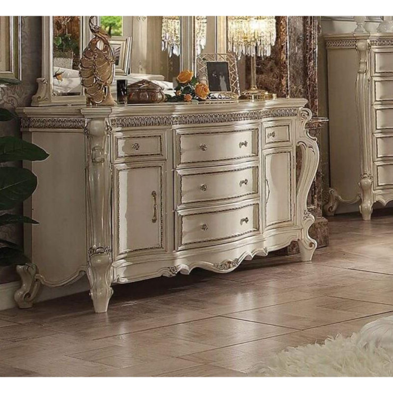 Vestavia 5-Drawer Combo Dresser in Antique Pearl, Antique Pearl