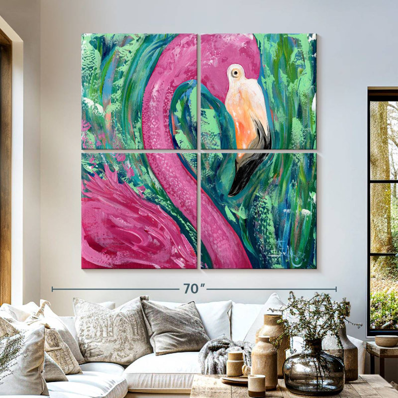 Portrait de flamant rose Brampt, H 57 po x l 57 po