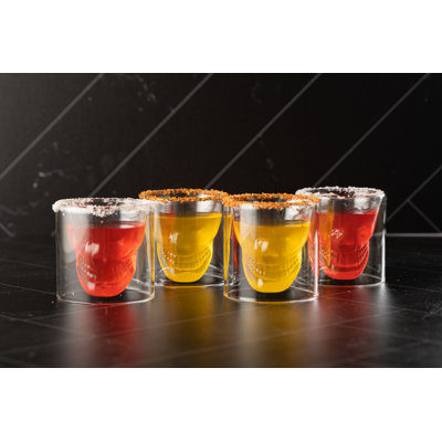 Lemonsoda Old Fashioned Skull Glasses For Cocktails, Whiskey And Martinis - Set Of 4 - Halloween Party Cups (75 Ml / 2.5 Fl. Oz) -  SC2079