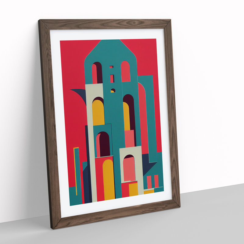 Bold Architecture No.2 Abstract - Wall Art, 48cm H x 36cm W, Walnut Framed, White